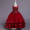 Flower Princess Dress Lace Beaded Multi-Layer Satin